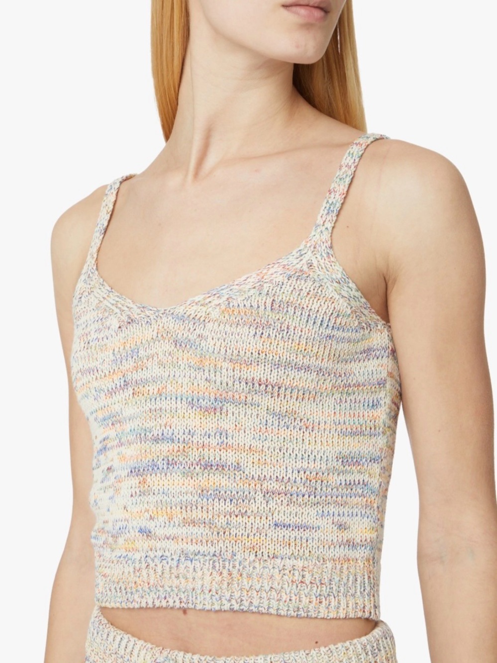 APPARIS Lenny Knit Camisole Top Ivory Rainbow Size XS Cropped V-Neck NWT